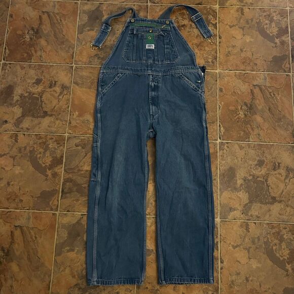 Liberty Stonewashed Overalls Mens Blue Denim Wide Legs Adjustable bib straps M - Picture 1 of 11